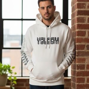 Volcom NWT Cement Pullover Hoodie Off White Heather Med